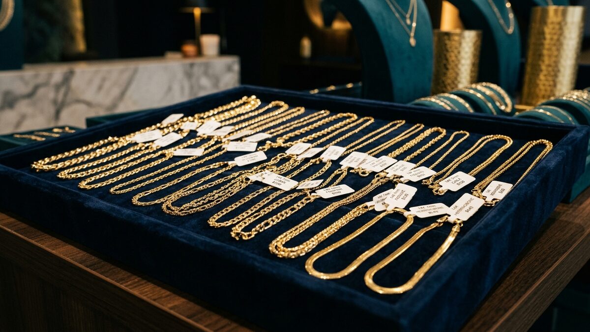 14K gold chains wholesale display